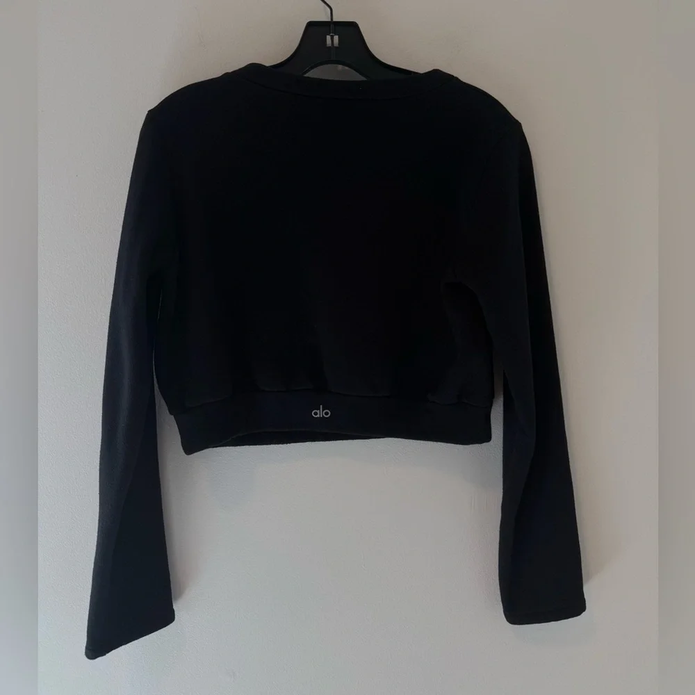 ALO Yoga Black Cropped Crew Sweatshirt